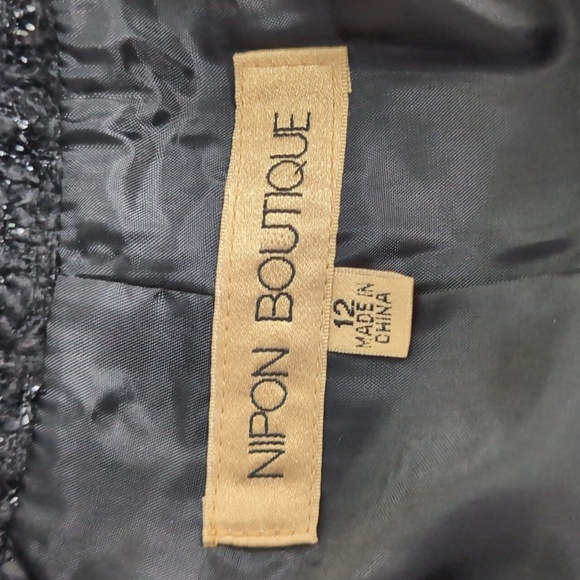Nipon Boutique Metallic Black Tweed Blazer Size 12 - Picture 2 of 8